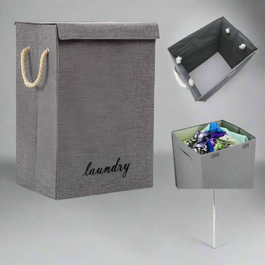  Gray Laundry Basket with Lid