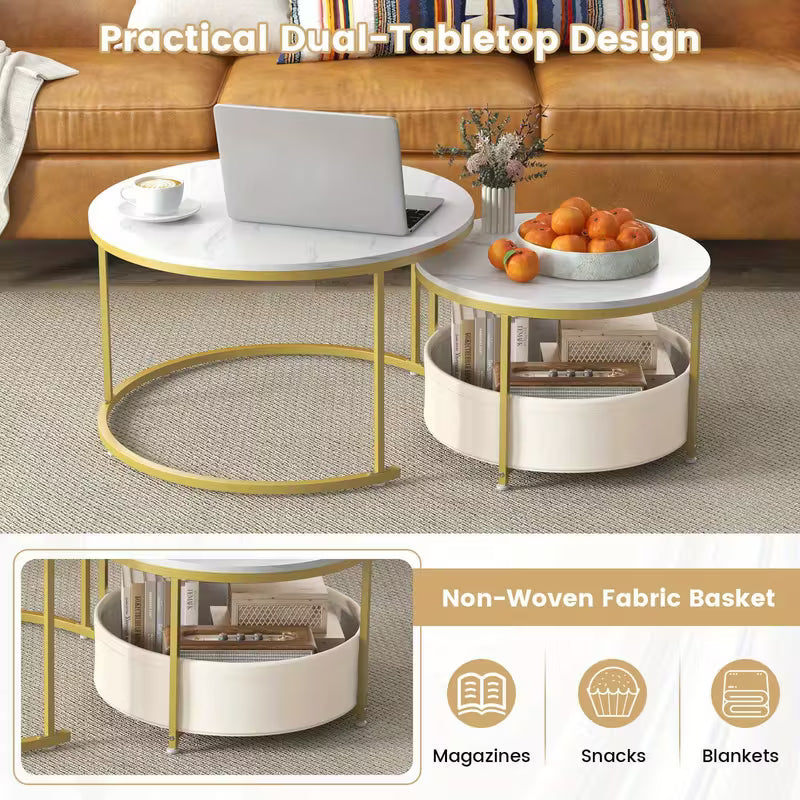 Round Coffee Table Set of 2
