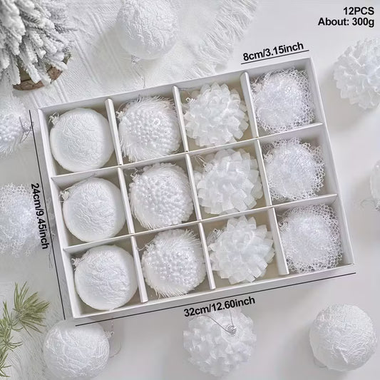 White Lace Ornament Set