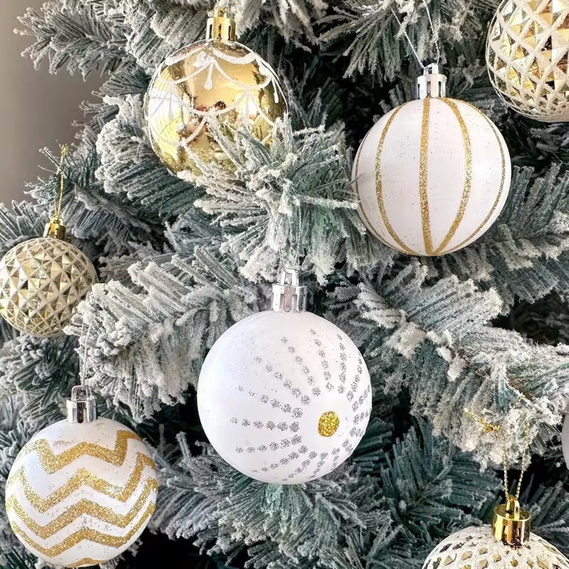 Golden White Christmas Ball Ornaments