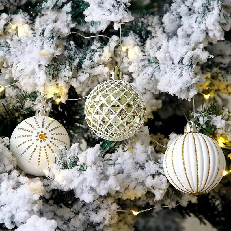 Golden White Christmas Ball Ornaments
